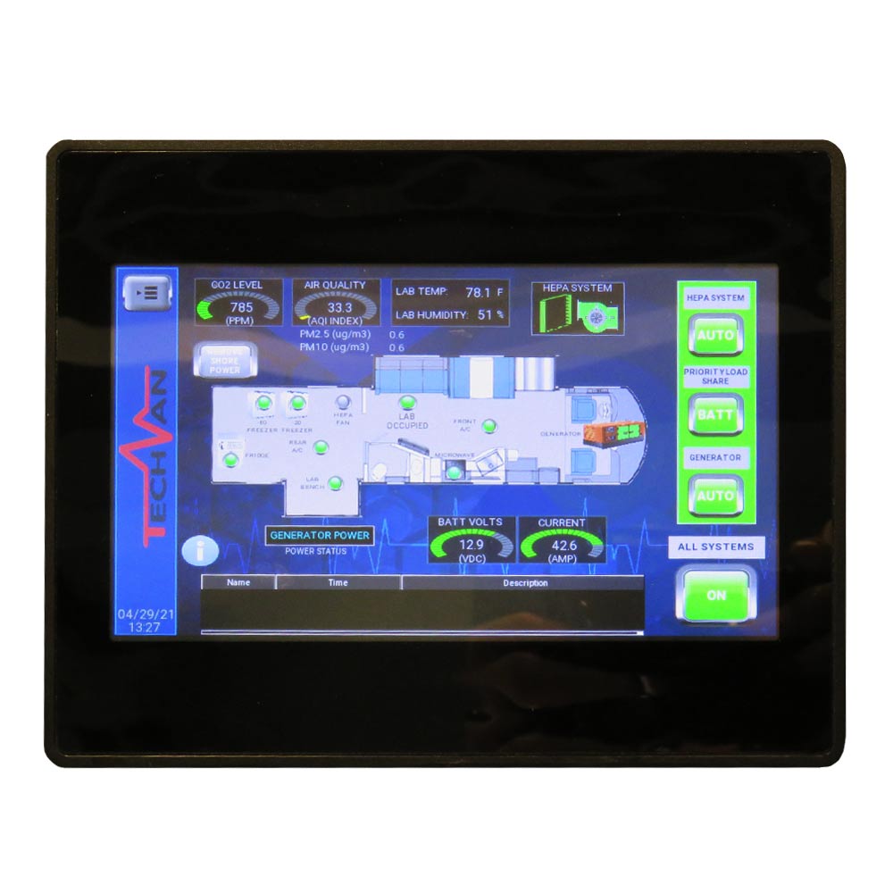 mobile lab enviromental control display
